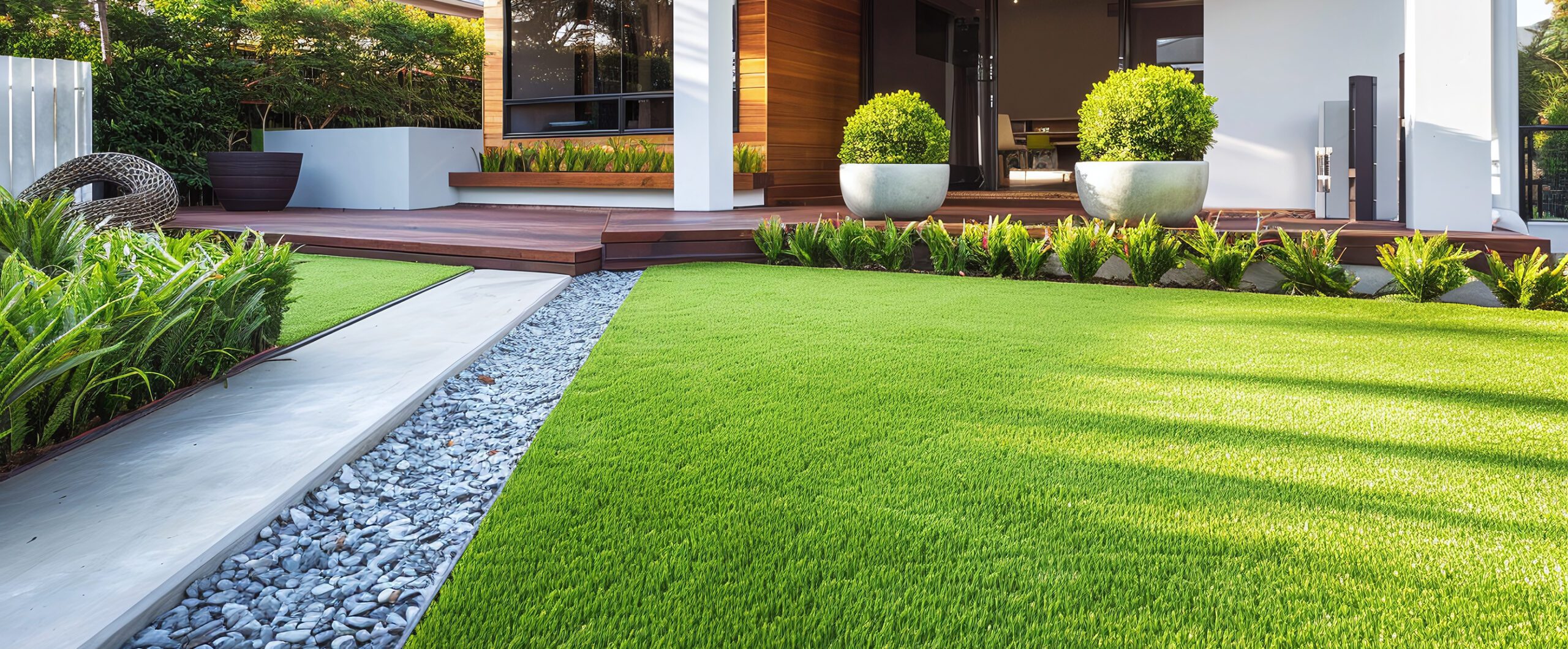 clean surface design for front yard landscaping: contemporary la Auckland Garden Service