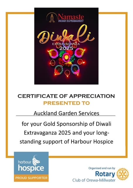 Auckland Garden Services Supports Harbour Hospice at Diwali Extravaganza 2025